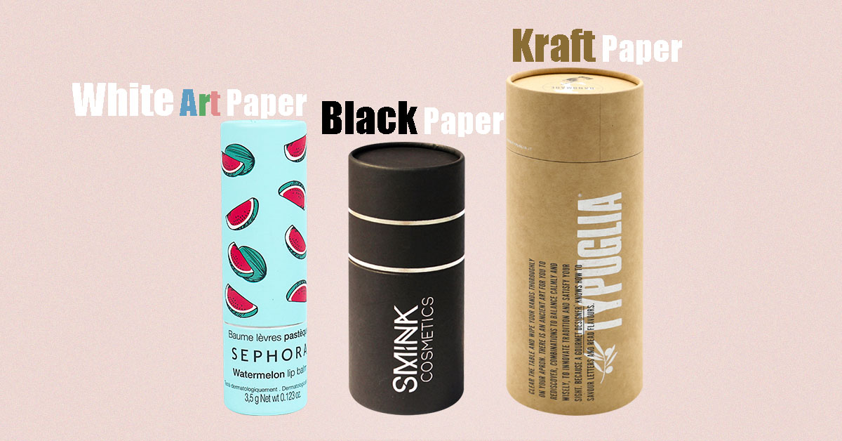 3 different wrapping paper materials for cardboard tube packaging
