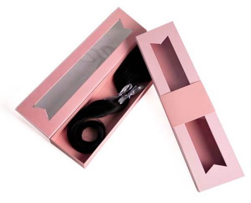 Rigid hair extension box for shipping and retail display