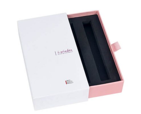 Premium rigid essential oil packaging box with foam insert for protection.