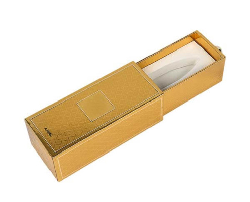 High-end gold perfume box with sleek design for fragrance display