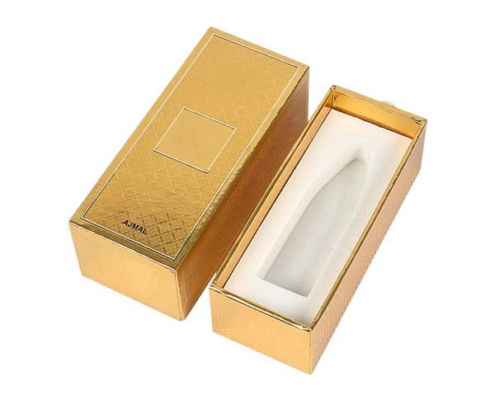 Elegant gold perfume bottle box with protective foam insert