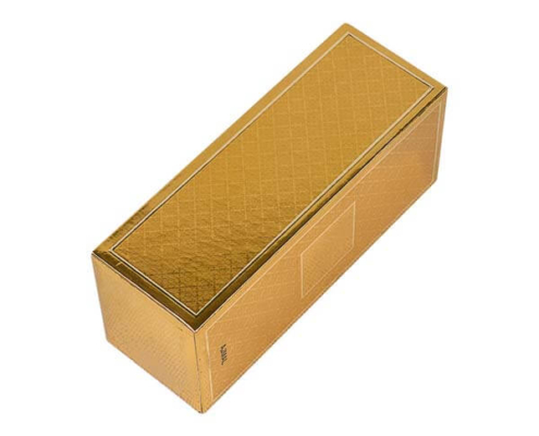 Custom gold perfume packaging box with embossed details