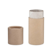 Eco-friendly deodorant container made from natural brown kraft paper with a push-up design.