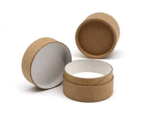 Biodegradable salve container made from durable kraft paper, featuring a customizable brown exterior.