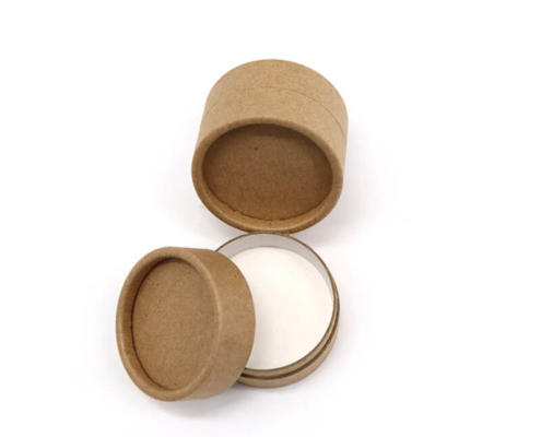 Customizable kraft paper salve container with a simple cylindrical design and eco-friendly materials.