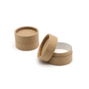 Two-part kraft paper salve container with a natural brown finish, ideal for balms and ointments.