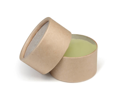 Biodegradable kraft paper salve container, designed for balms and ointments with easy-to-use lids.