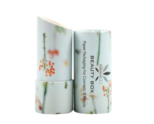 Eco-friendly cardboard lip balm tubes with push-up design.