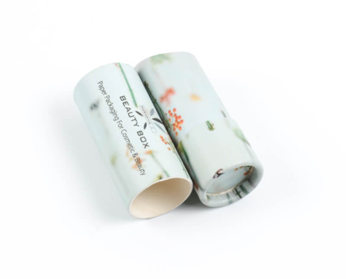 Fully biodegradable cardboard tubes for lip balm packaging.