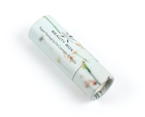 Sustainable cardboard lip balm tubes with full paper construction.