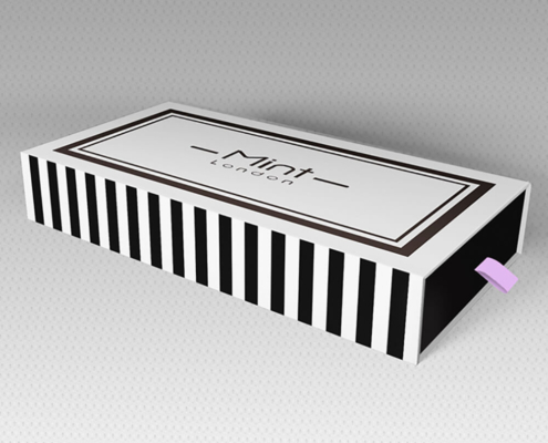 a rigid slide box with ribbon pull tab for makeup brushes packaging