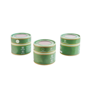 Three green eco-friendly bath bomb packaging tubes with transparent PVC windows, designed to showcase premium products and branding effectively.