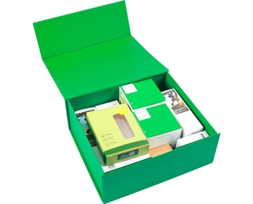 collapsible rigid box for cosmetic set packaging