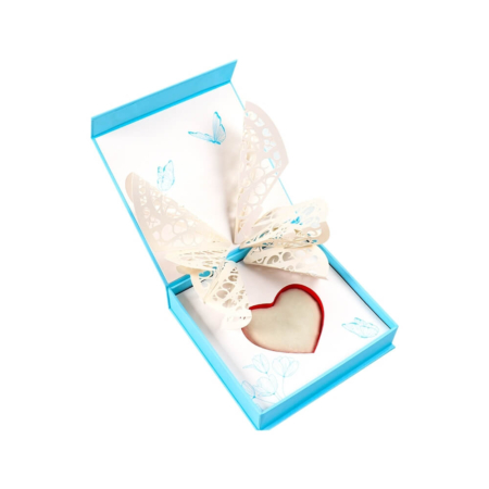 custom cosmetic gift box with a butterfly shaped paper decoration