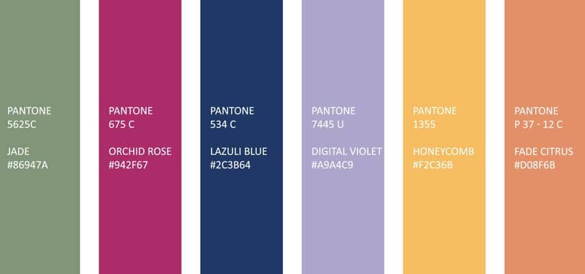 Pantone color examples with color names and codes showcasing brand consistency in printing