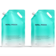 Teal mylar refill pouch with spout and handle