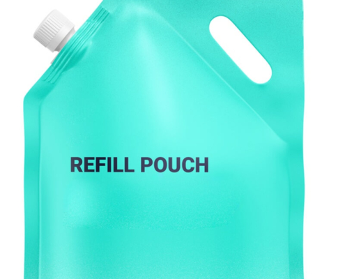 White mylar refill pouch with minimalist design