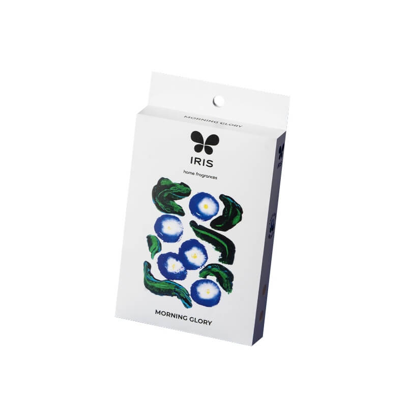 Folding carton air freshener packaging with white kraft finish for luxury products