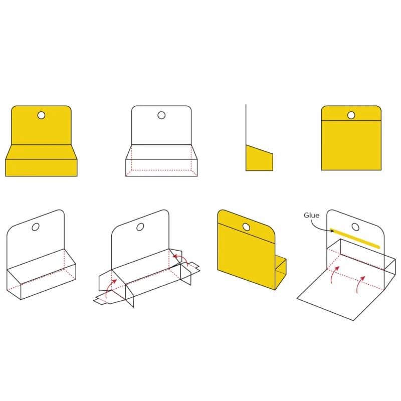 Step-by-step instructions for assembling foldable chapstick packaging