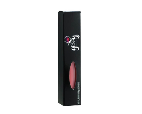 Elegant black custom lip gloss packaging box with an oval-shaped window display, ideal for showcasing premium lip gloss products.