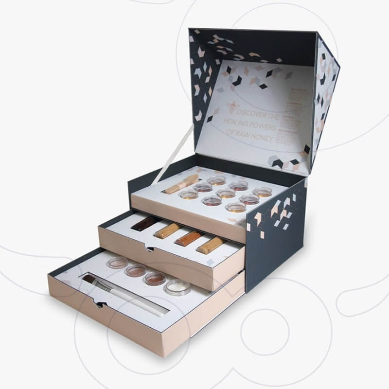 Personalized makeup packaging in custom paper boxes, designed for cosmetic products