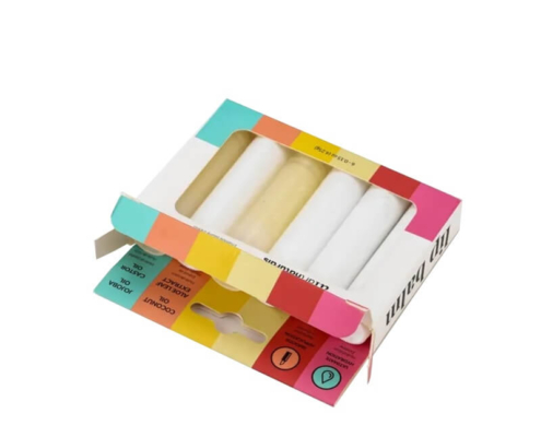 Cost-effective and customizable lip balm gift set packaging box.