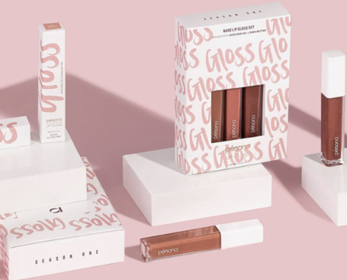 windowed boxes with full-color printing used as lip gloss boxes