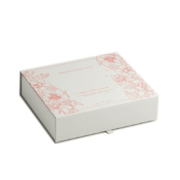 Luxury rigid soap packaging box with magnetic closure and ribbon tab for premium soap presentation