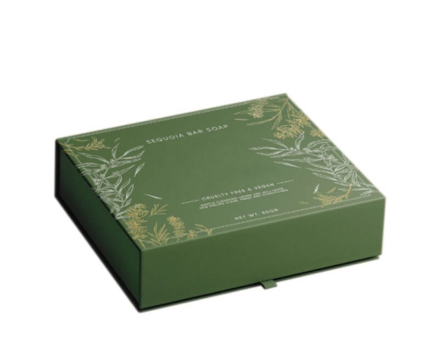 Premium green soap packaging box designed for luxury soap branding and presentation