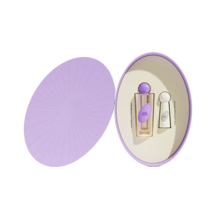 Oval-shaped rigid cosmetic packaging box with a luxurious design, featuring a custom insert for high-end branding. Perfect for premium cosmetics.