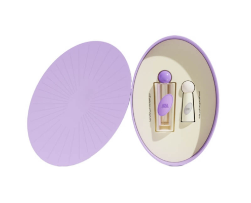 Oval-shaped rigid cosmetic packaging box with a luxurious design, featuring a custom insert for high-end branding. Perfect for premium cosmetics.