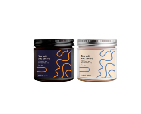 Sea Salt and Orchid Candle Labels - Bold Modern Patterns for Candle Branding