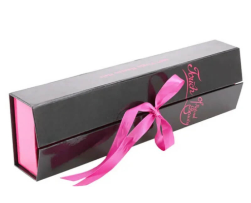 Premium rigid hair extension box featuring customizable inserts and sleek design for branding.