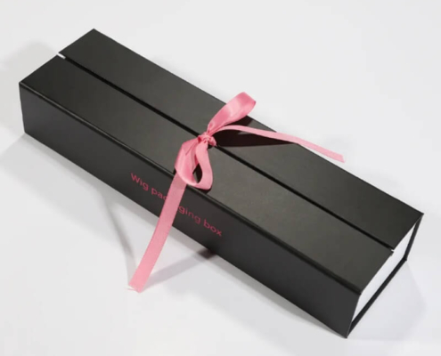 Rigid custom hair extension box offering a unique unboxing experience with luxury features.