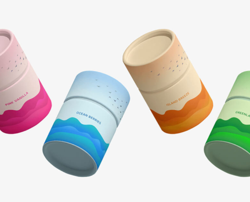 four pieces of paper tubes packaging for bath products