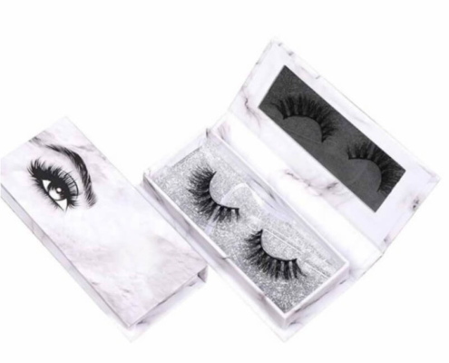 Premium white custom eyelash box with custom cut-out shape for stylish lash display.