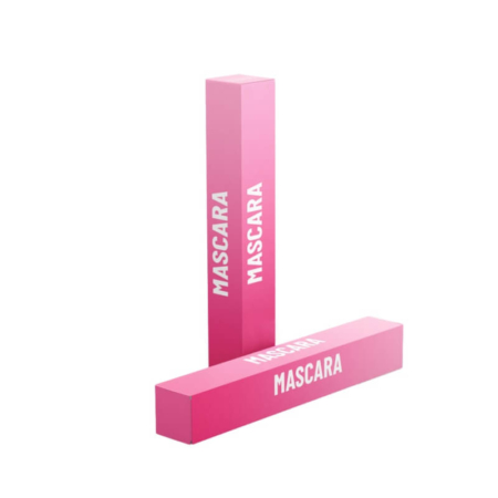 Custom mascara packaging box with tuck top and lock bottom for secure closure.