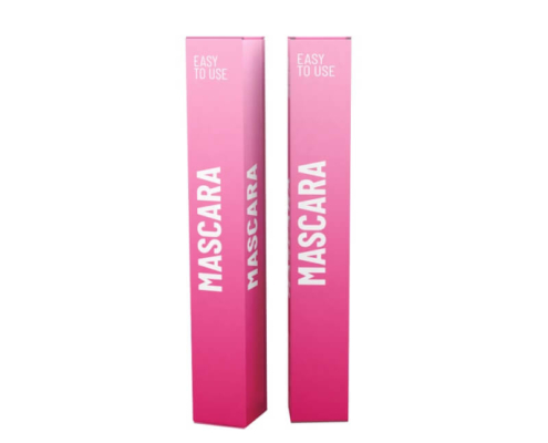 Eco-friendly plastic-free mascara packaging box with durable folding carton design.