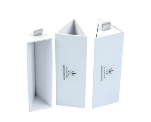 Set of custom triangle lip balm boxes – open drawer packaging design