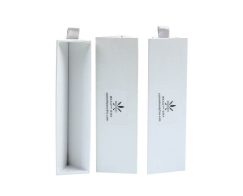 Side view of rigid triangle lip balm boxes for lip gloss or eyeliner