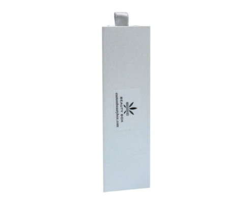 Front-facing view of rigid triangle box for lip balm packaging