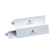 Custom printed triangle lip balm boxes with sliding drawer partially open