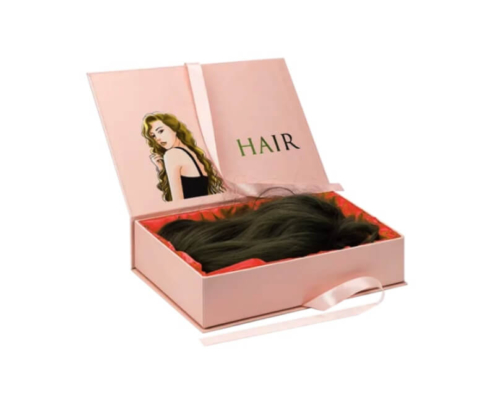 Customizable Hair Extension Packaging with Foam Insert – Rigid custom hair extension box with protective foam insert, ideal for wigs and bundle storage.