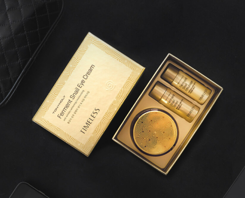 Luxury packaging for cosmetics packaging box for snail eye cream featuring eco-friendly design with gold accents
