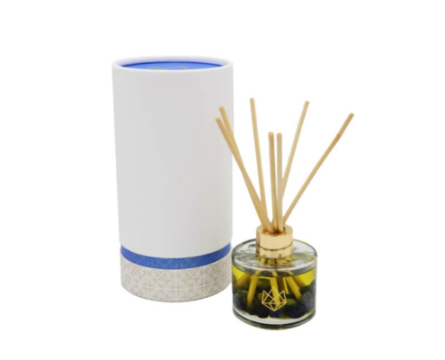 Minimalist white paper tube for reed diffuser packaging wholesale with textured surface design.