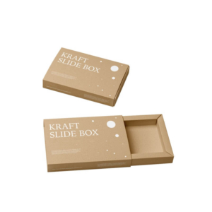 Eco-friendly kraft sliding box packaging with minimalist white print