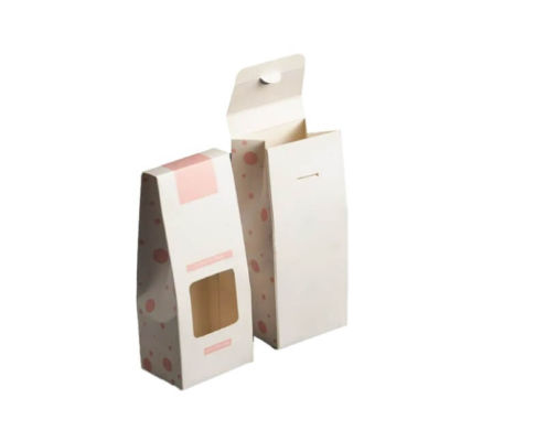 White gable boxes with tuck top and snap lock bottom for secure packaging