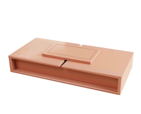 Matte peach wholesale eyelash packaging box featuring elegant drawer design for lashes