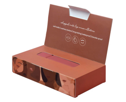 Lipstick boxes with logo and window cutout, ideal chapstick container for showcasing lip care sets.